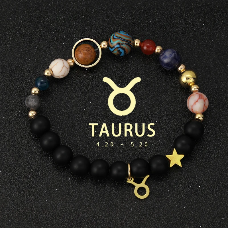 Natural Stone Solar System Eight Planets 12 Zodiac Signs Crystal Stone Bracelet Birthday Gift Zodiac Charm Bracelet Libra Leo - Image 16