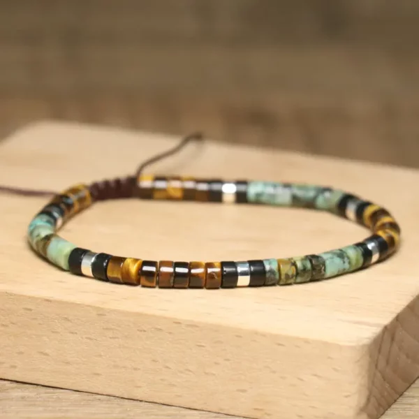 Tiger Eye & Turquoise Natural Stone Charm Bracelet