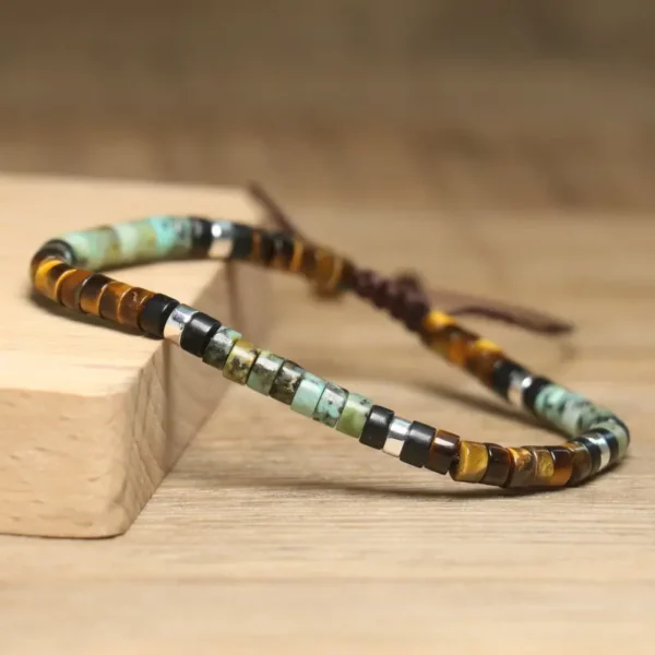 Tiger Eye & Turquoise Natural Stone Charm Bracelet