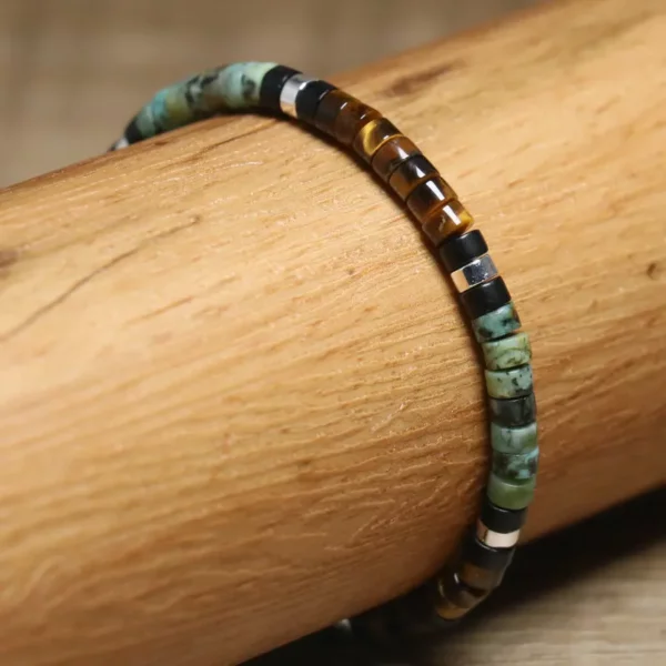 Tiger Eye & Turquoise Natural Stone Charm Bracelet