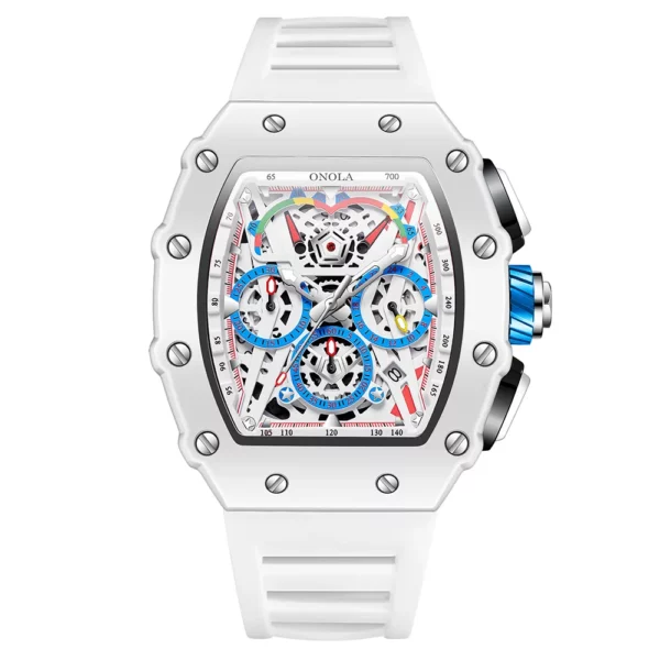 ONOLA Men's Hollow Dial Luminous Calendar Sport Quartz Watch