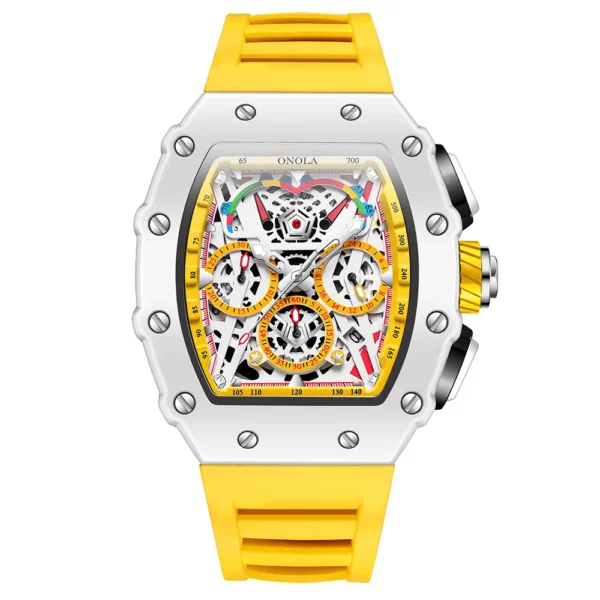 ONOLA Men's Hollow Dial Luminous Calendar Sport Quartz Watch