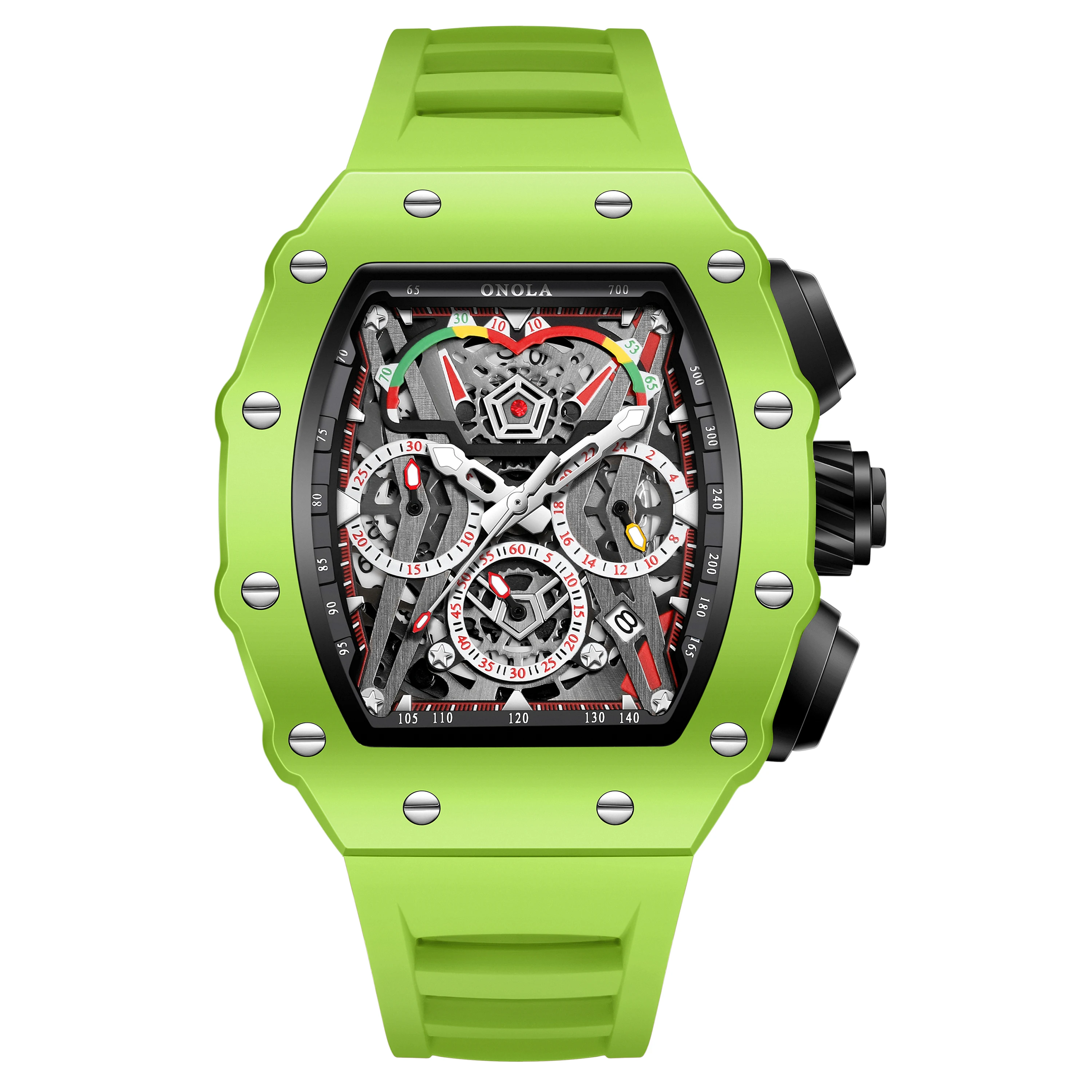ONOLA Men's Sport Quartz Watch, Silicone Strap - Image 9