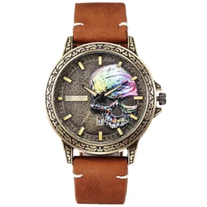 Retro Skull Watch for Men Luxury Steel Leather Strap Fashion Quartz Wristwatches Male Clock Gift Relogio Masculino Drop Shipping - Image 10