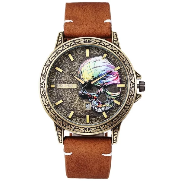 Retro Skull Watch for Men Luxury Steel Leather Strap Fashion Quartz Wristwatches Male Clock Gift Relogio Masculino Drop Shipping