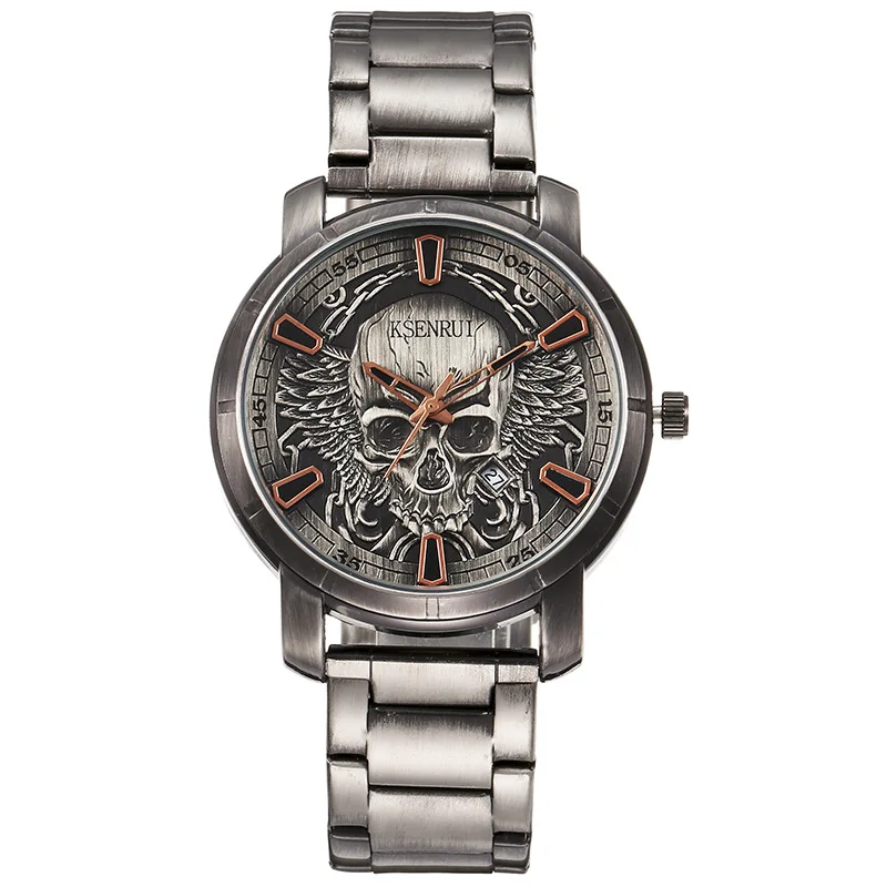 Retro Skull Watch for Men Luxury Steel Leather Strap Fashion Quartz Wristwatches Male Clock Gift Relogio Masculino Drop Shipping - Image 21