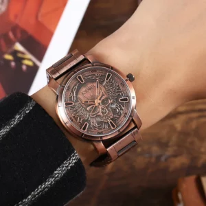 Retro Skull Watch for Men Luxury Steel Leather Strap Fashion Quartz Wristwatches Male Clock Gift Relogio Masculino Drop Shipping - Image 6
