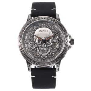 Retro Skull Watch for Men Luxury Steel Leather Strap Fashion Quartz Wristwatches Male Clock Gift Relogio Masculino Drop Shipping - Image 15