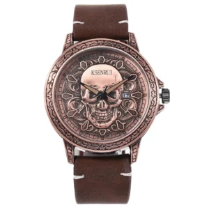 Retro Skull Watch for Men Luxury Steel Leather Strap Fashion Quartz Wristwatches Male Clock Gift Relogio Masculino Drop Shipping - Image 18