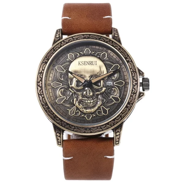 Retro Skull Watch for Men Luxury Steel Leather Strap Fashion Quartz Wristwatches Male Clock Gift Relogio Masculino Drop Shipping