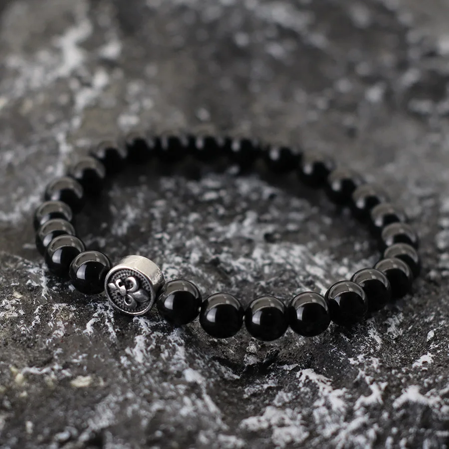 Natural Stone Bracelet for Men: Volcanic Rock and Tiger Eyes - Image 2