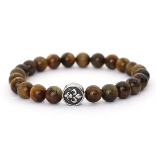 Natural Stone Bracelet for Men: Volcanic Rock and Tiger Eyes