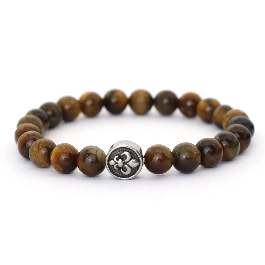 Natural Stone Bracelet for Men: Volcanic Rock and Tiger Eyes - Image 7