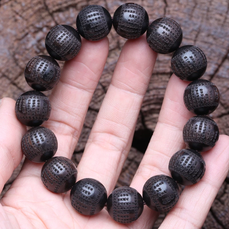 Tibetan Buddhism Bracelet Ebony Classic Book 15mm 18mm Men's Vintage Beaded Charm Lucky Bracelet - Image 3