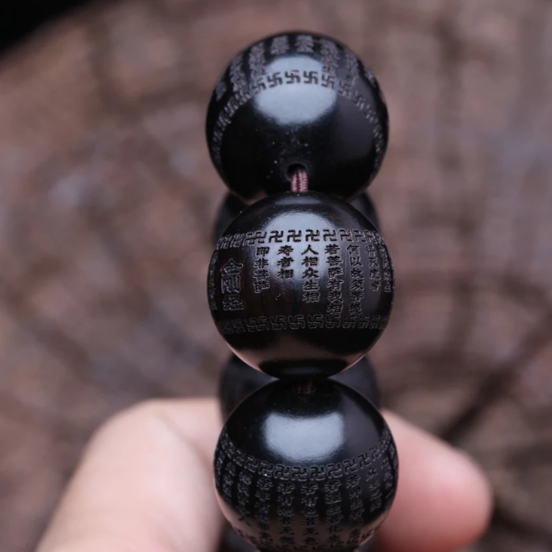 Tibetan Buddhism Bracelet Ebony Classic Book 15mm 18mm Men's Vintage Beaded Charm Lucky Bracelet - Image 5