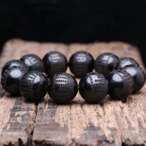 Tibetan Buddhism Bracelet Ebony Classic Book 15mm 18mm Men's Vintage Beaded Charm Lucky Bracelet - Image 6