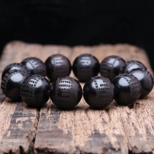 Tibetan Buddhism Bracelet Ebony Classic Book 15mm 18mm Men's Vintage Beaded Charm Lucky Bracelet