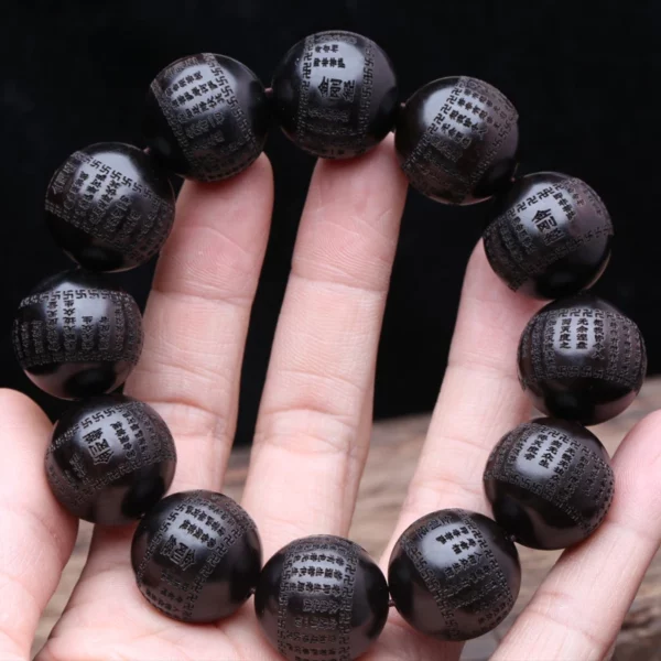 Tibetan Buddhism Bracelet Ebony Classic Book 15mm 18mm Men's Vintage Beaded Charm Lucky Bracelet