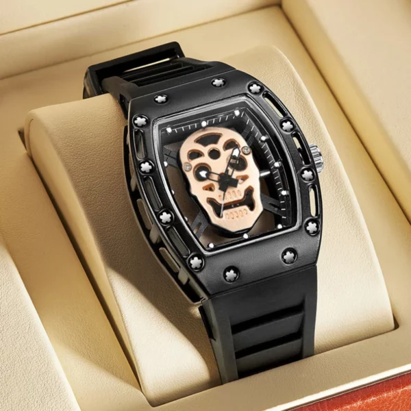 Skull Hollow Quartz Watch: Y2K Gothic Punk Style