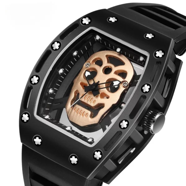 Skull Hollow Quartz Watch: Y2K Gothic Punk Style