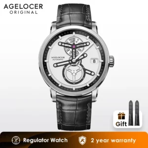 ساعة AGELOCER الأصلية لعلم الفلك محطة الفضاء ساعة ميكانيكية أوتوماتيكية فاخرة هدية عيد ميلاد للرجال